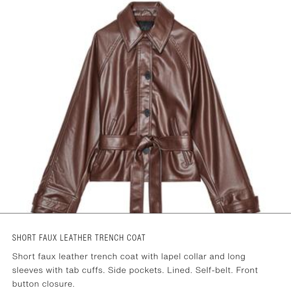 Zara Chocolate Faux Leather Trench Coat